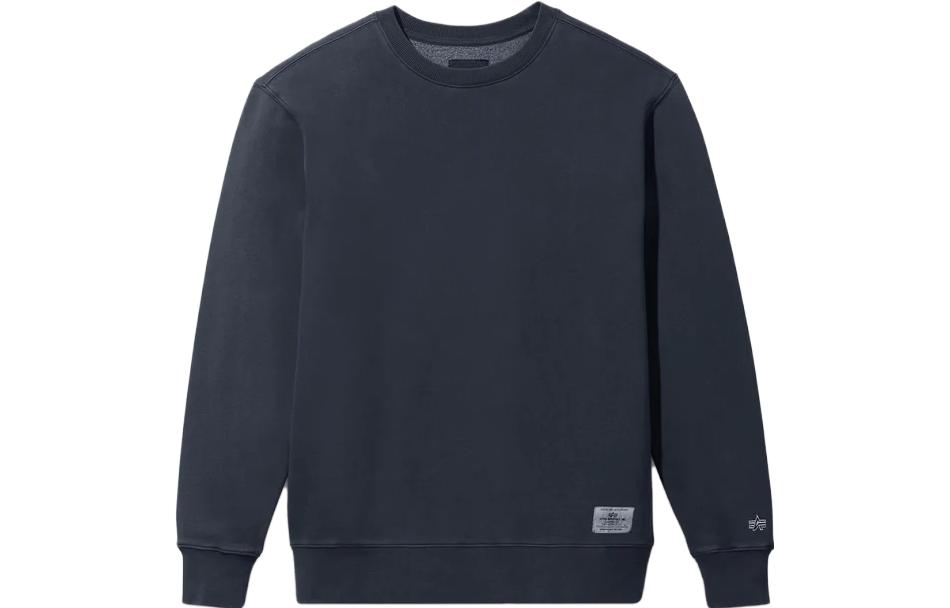 Alpha Industries SS23 Blue Crewneck Sweatshirt with Logo Patch - USE51501C1-BLUE