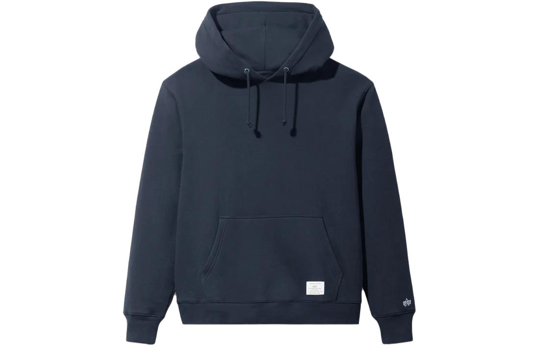 Alpha Industries SS23 Blue Solid Kangaroo Pocket Pullover Hoodie USE51502C1-BLUE