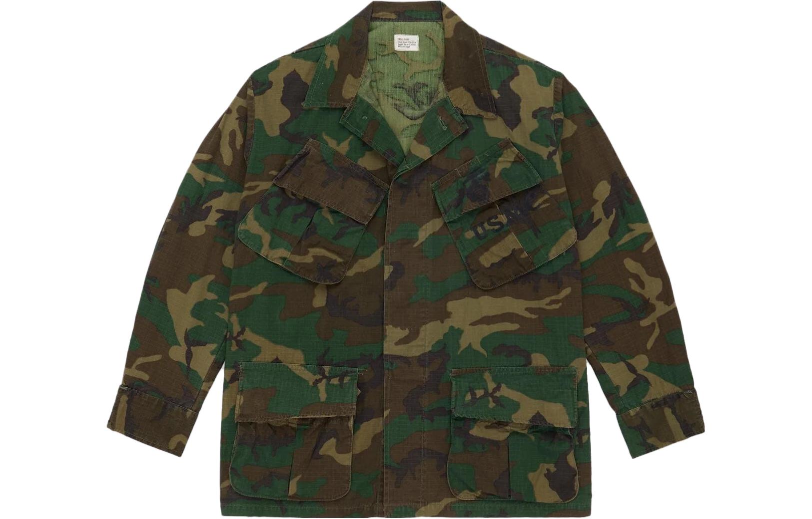 Alpha Industries SS23 Camo Print Single-Breasted Jacket Military Green Mens RJU53003C1-BROWN