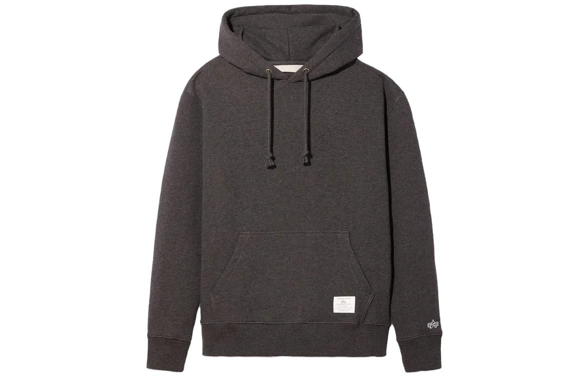 Alpha Industries SS23 Charcoal Grey Kangaroo Pocket Hoodie USE51502C1-CHARCOAL-HEATHER