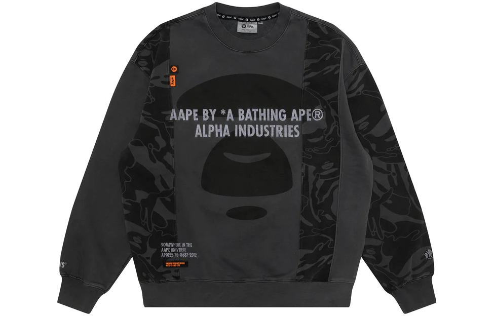 Alpha Industries SS23 Graphic Crewneck Long Sleeve Sweatshirt Black - Men CSA52501C1-BLACK