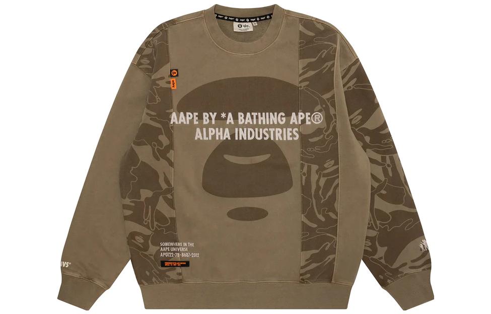 Alpha Industries SS23 Graphic Print Crewneck Long Sleeve Sweatshirt Brown Men’s CSA52501C1-BEIGE