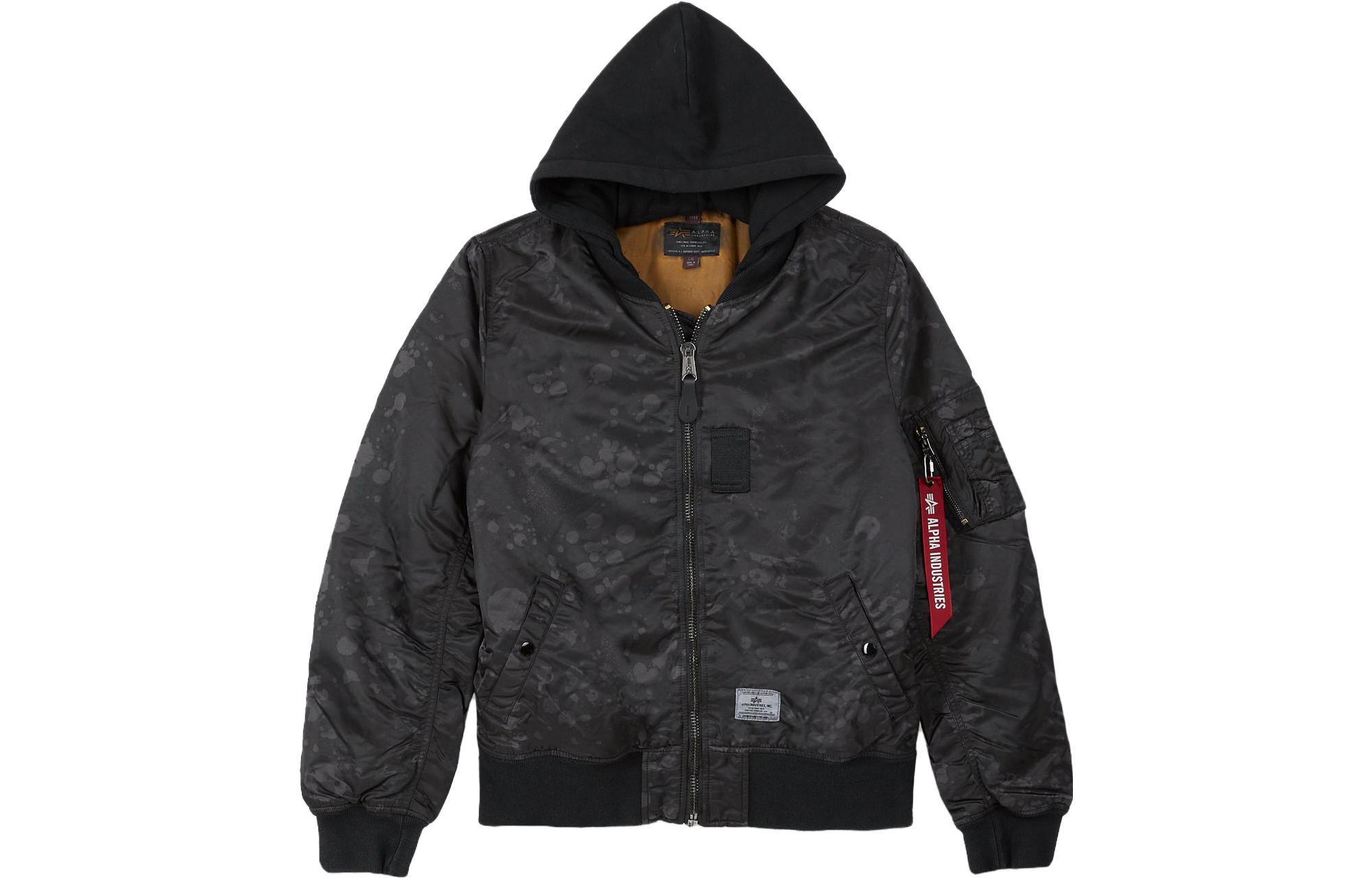 Alpha Industries SS23 Graphic Print Zip-Up Hoodie Jacket Black UJM51502C1-BLACK