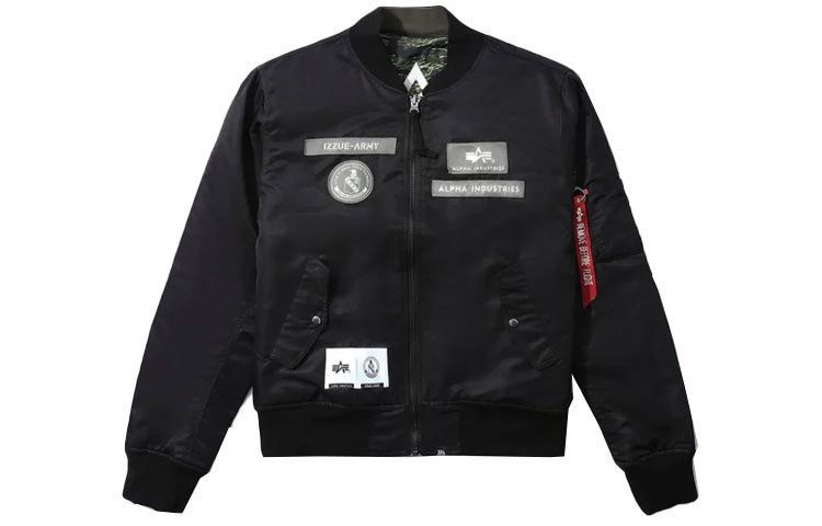 Alpha Industries SS23 Graphic Print Zip-Up Long Sleeve Jacket Men BLACK CAI51500C1-BLACK