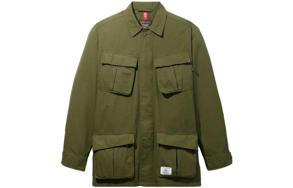 Alpha Industries SS23 Green Four-Pocket Long-Sleeve Jacket. MSJ52000C1-GREEN