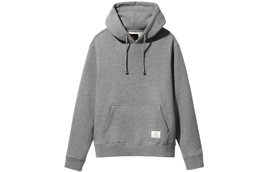 Alpha Industries SS23 Grey Pullover Hoodie with Kangaroo Pocket USE51502C1-HEATHER