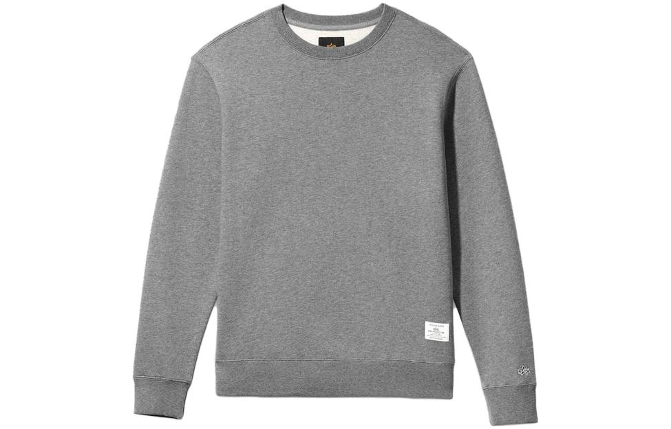 Alpha Industries SS23 Grey Unisex Crewneck Sweatshirt with Solid Color Logo Patch USE51500C1-HEATHER