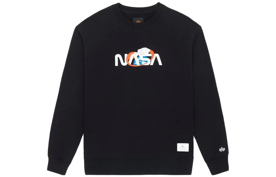 Alpha Industries SS23 Letter Print Crewneck Long Sleeve Sweatshirt Black Unisex ESN52501C1-BLACK