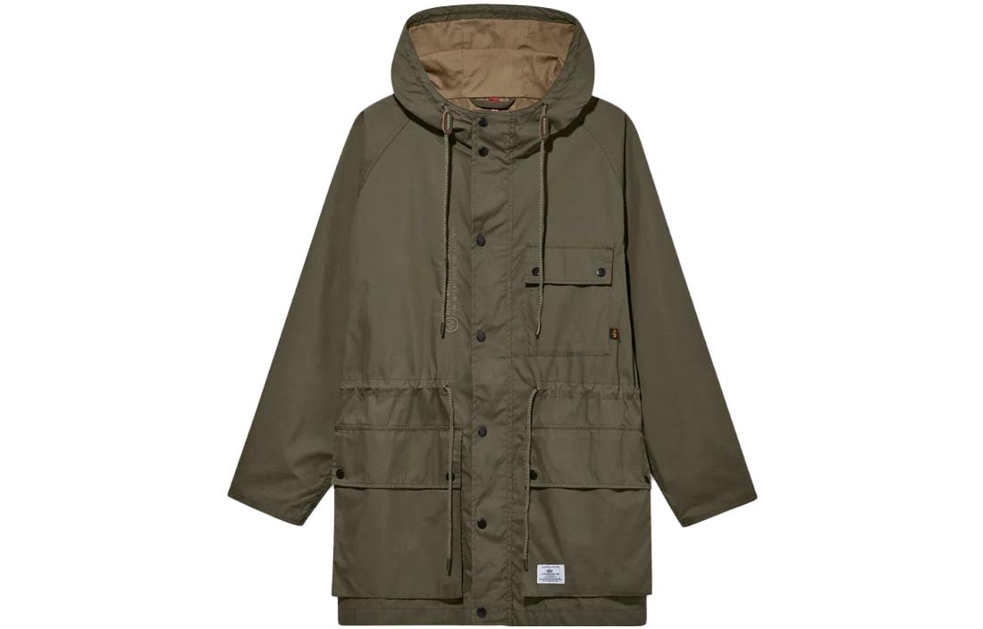Alpha Industries SS23 Longline Solid Hooded Jacket Green MJM53001C1-GREEN