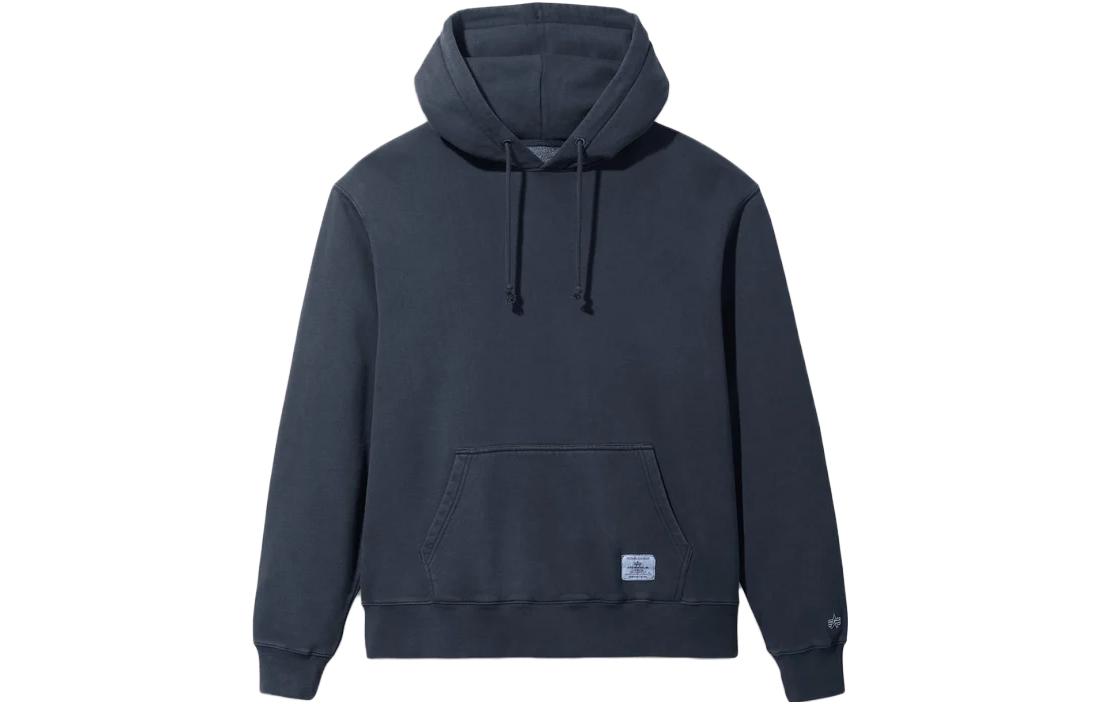 Alpha Industries SS23 Navy Pullover Hoodie Plain Drawstring Long Sleeve USE51503C1-BLUE