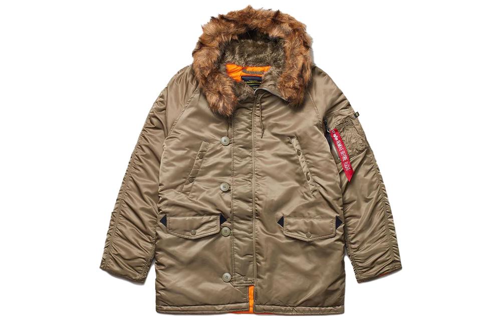 Alpha Industries SS23 Olive Solid Straight Long Sleeve Hooded Jacket MJN31211C1-VINTAGEOLIVE