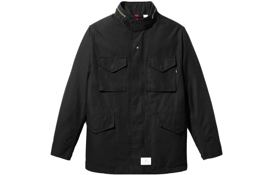Alpha Industries SS23 Solid Black Zip-Up Stand Collar Jacket MJM51501C1-BLACK