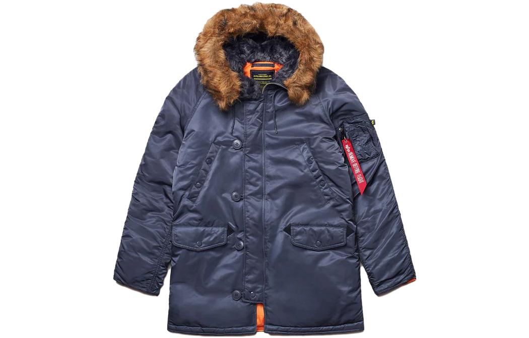 Alpha Industries SS23 Steel Blue Solid Straight Long Sleeve Hoodie Jacket MJN31211C1-STEELBLUE