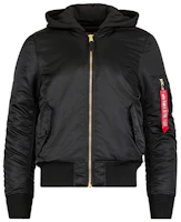 Alpha Industries Unisex Black Hooded Flight Jacket - Gift Recommendation. MJM47506C1-BLACK Alpha Industries Unisex Black Hooded Flight Jacket - Gift Recommendation. MJM47506C1-BLACK