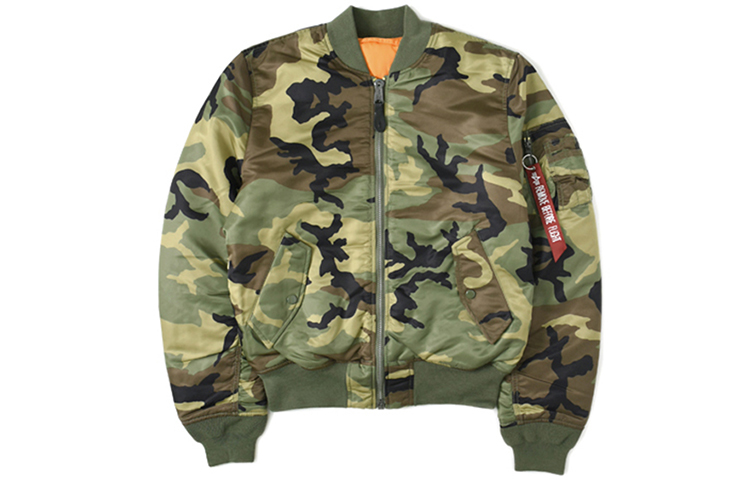 Alpha Industries Unisex Camouflage Green Bomber Jacket MJM44530C1-WOODLAND-CAMO