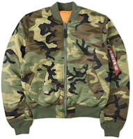 Alpha Industries Unisex Camouflage Green Bomber Jacket MJM44530C1-WOODLAND-CAMO Alpha Industries Unisex Camouflage Green Bomber Jacket MJM44530C1-WOODLAND-CAMO