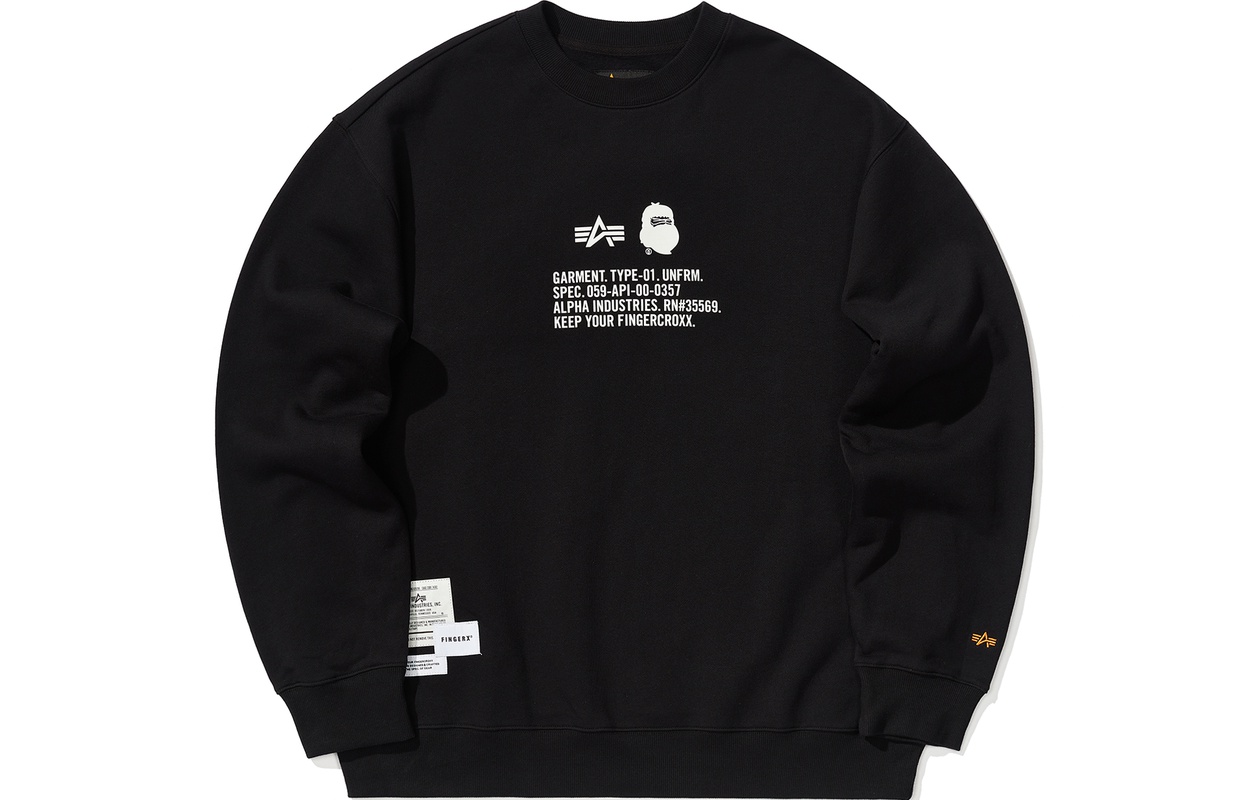 Alpha Industries x Fingercroxx Letter Print Crewneck Sweatshirt (). A5XSWM9010LXH