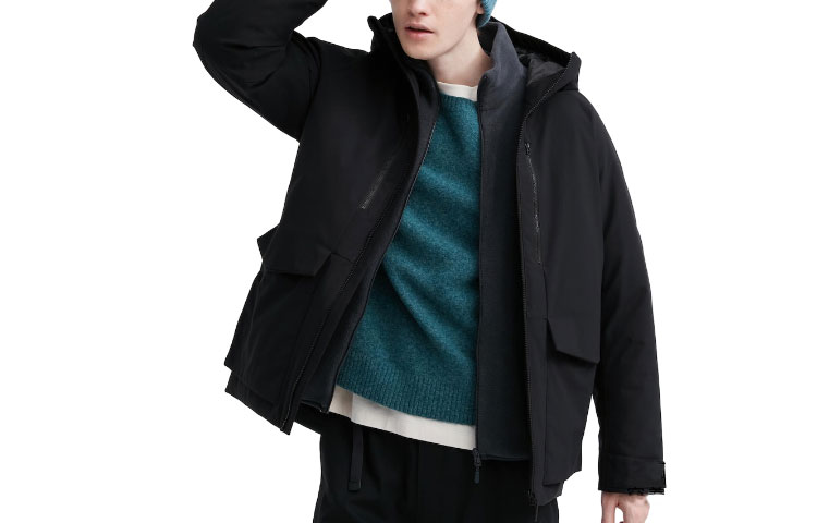 Amber Black UNIQLO Solid Color Zip Pocket Design Hooded Jacket Unisex 459622-09