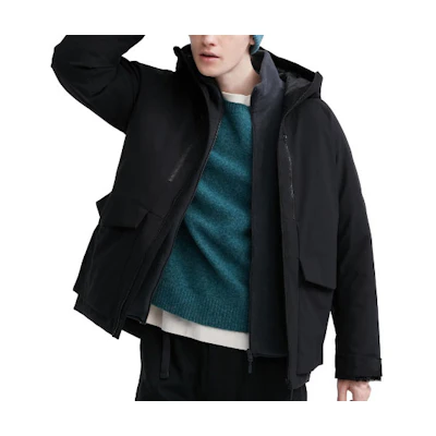 Amber Black UNIQLO Solid Color Zip Pocket Design Hooded Jacket Unisex 459622-09