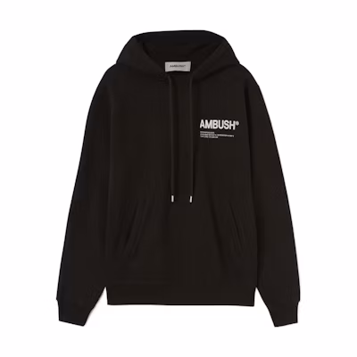 AMBUSH Black Hoodie with Letter Logo Print Design. BMBB012S22FLE0011002