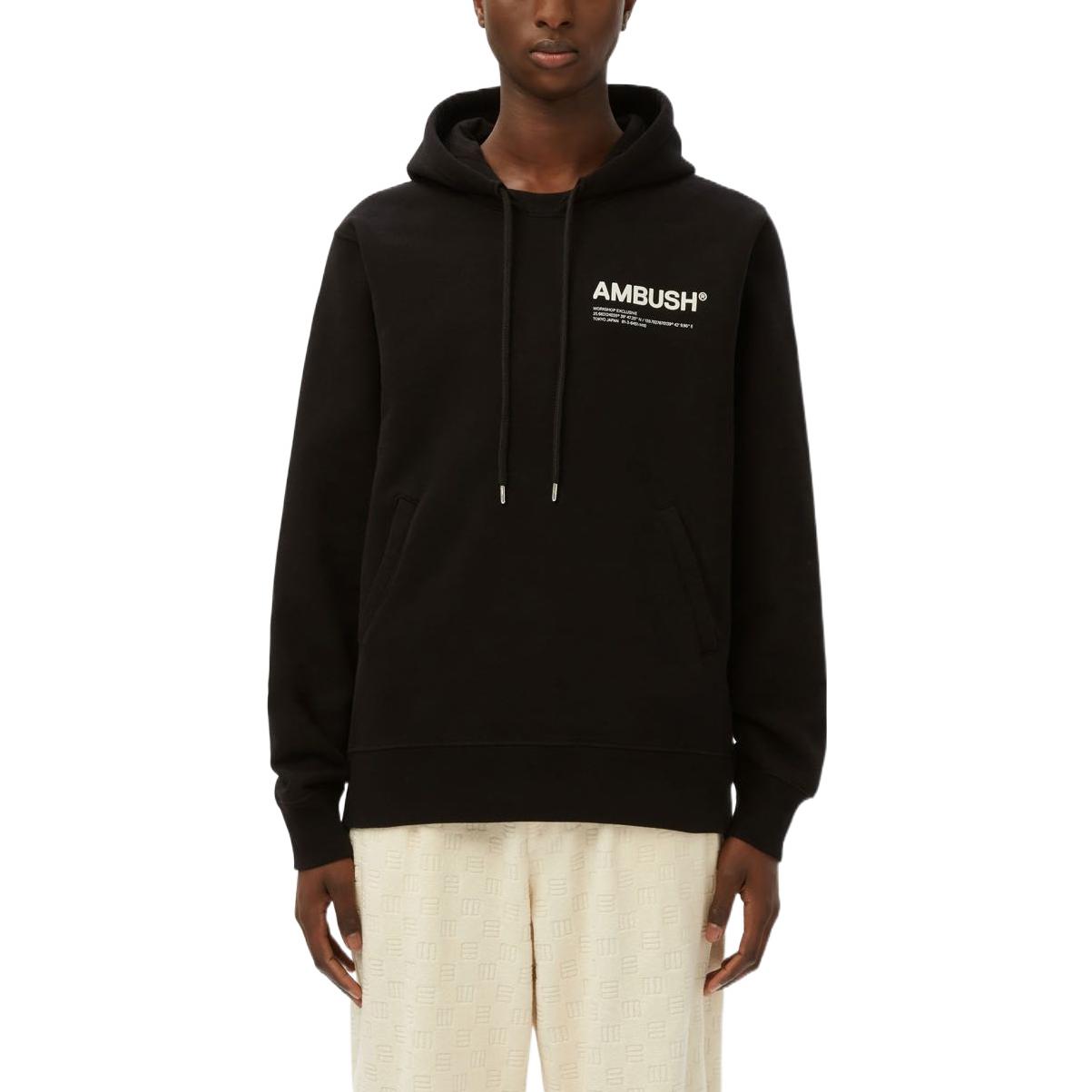 Shop AMBUSH Sudadera Negra con Diseño de Logotipo de Letras. BMBB012S22FLE0011002