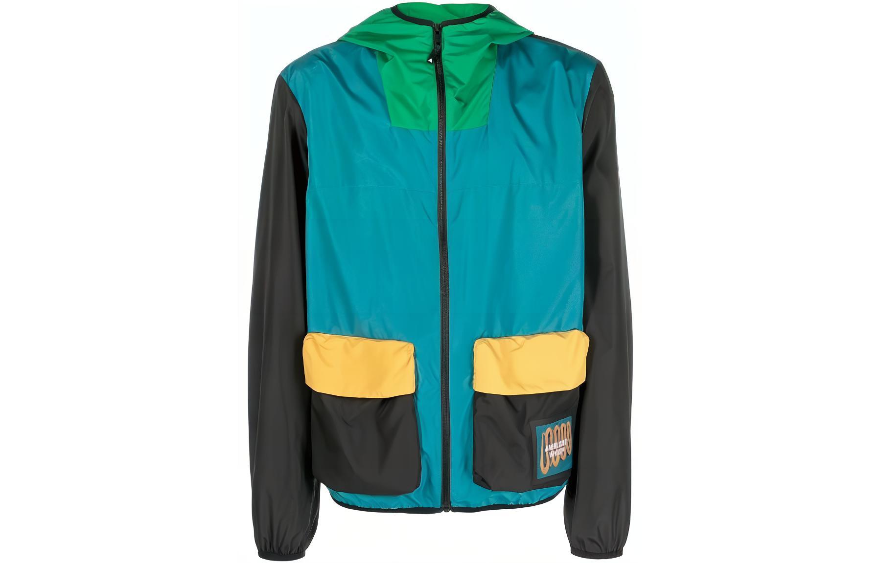 Ambush Abstract Pattern Patchwork Hoodie Jacket Blue Green BMEB011F22FAB0034210