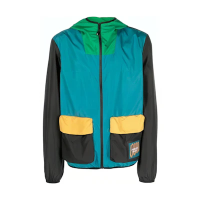 Ambush Abstract Pattern Patchwork Hoodie Jacket Blue Green BMEB011F22FAB0034210