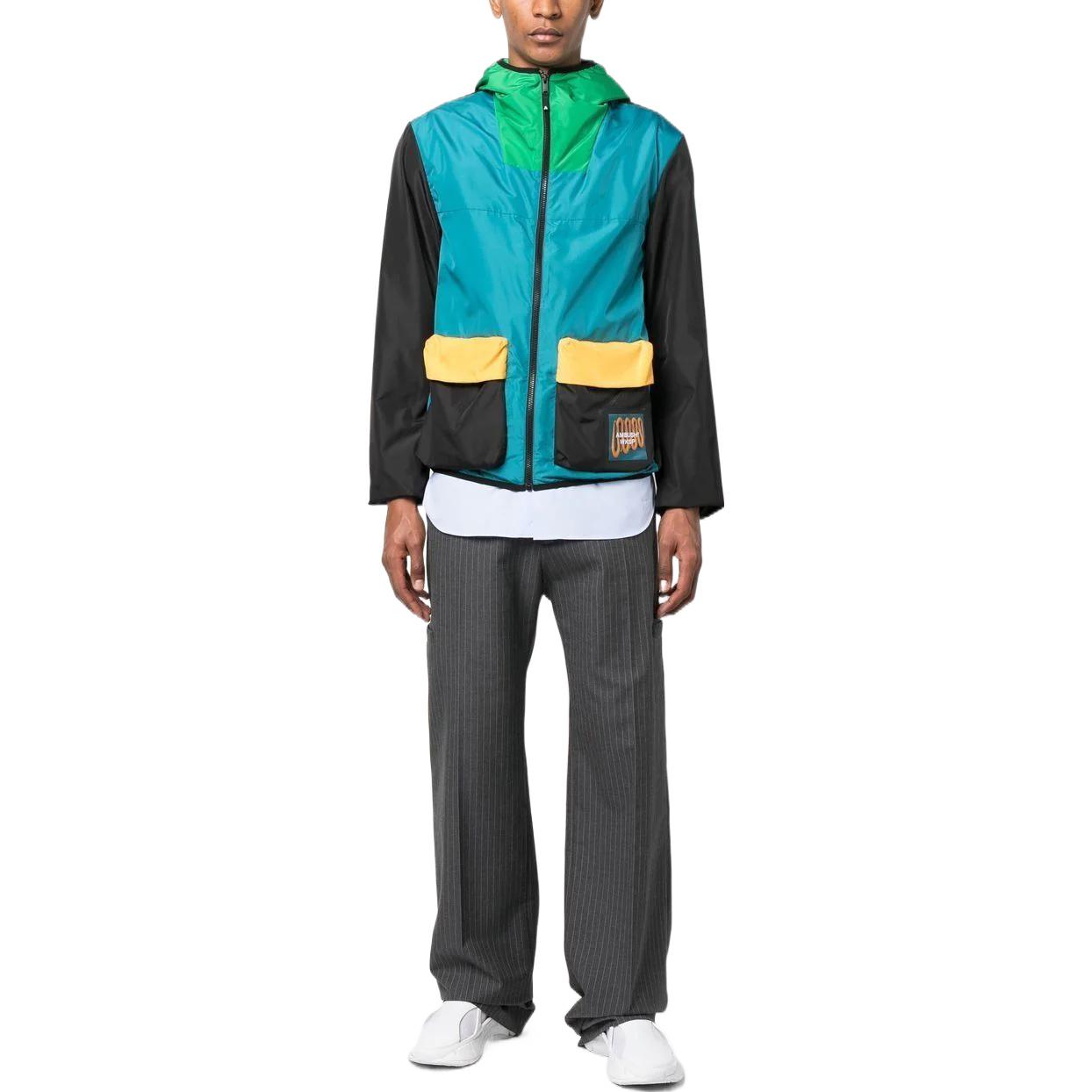 Lookbook Ambush 抽象圖案拼接連帽外套 藍綠色 BMEB011F22FAB0034210