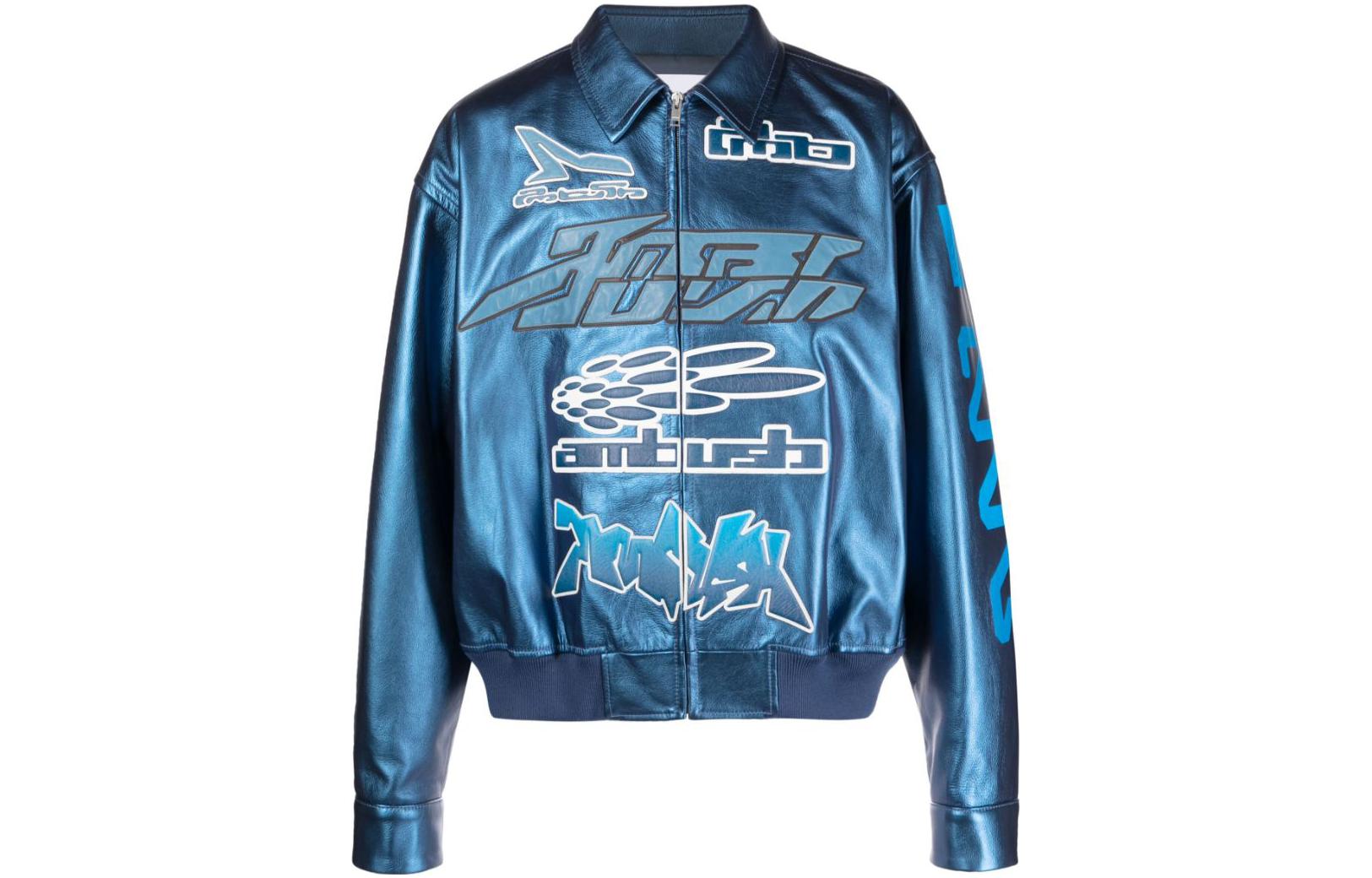 Ambush Alphabet Print Zip-Up Collar Jacket Blue - Casual Outerwear BMJN001S23LEA0024443