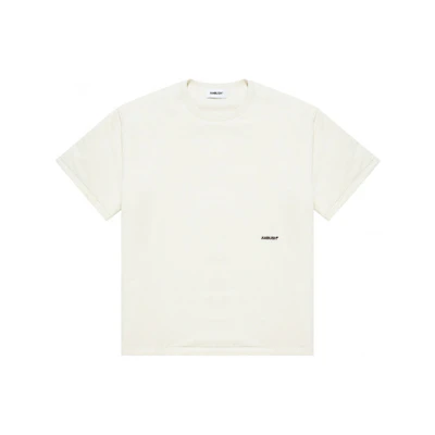AMBUSH Beige Cotton Crewneck Logo T-Shirt with Half Sleeves. BMAA013F21JER0020404