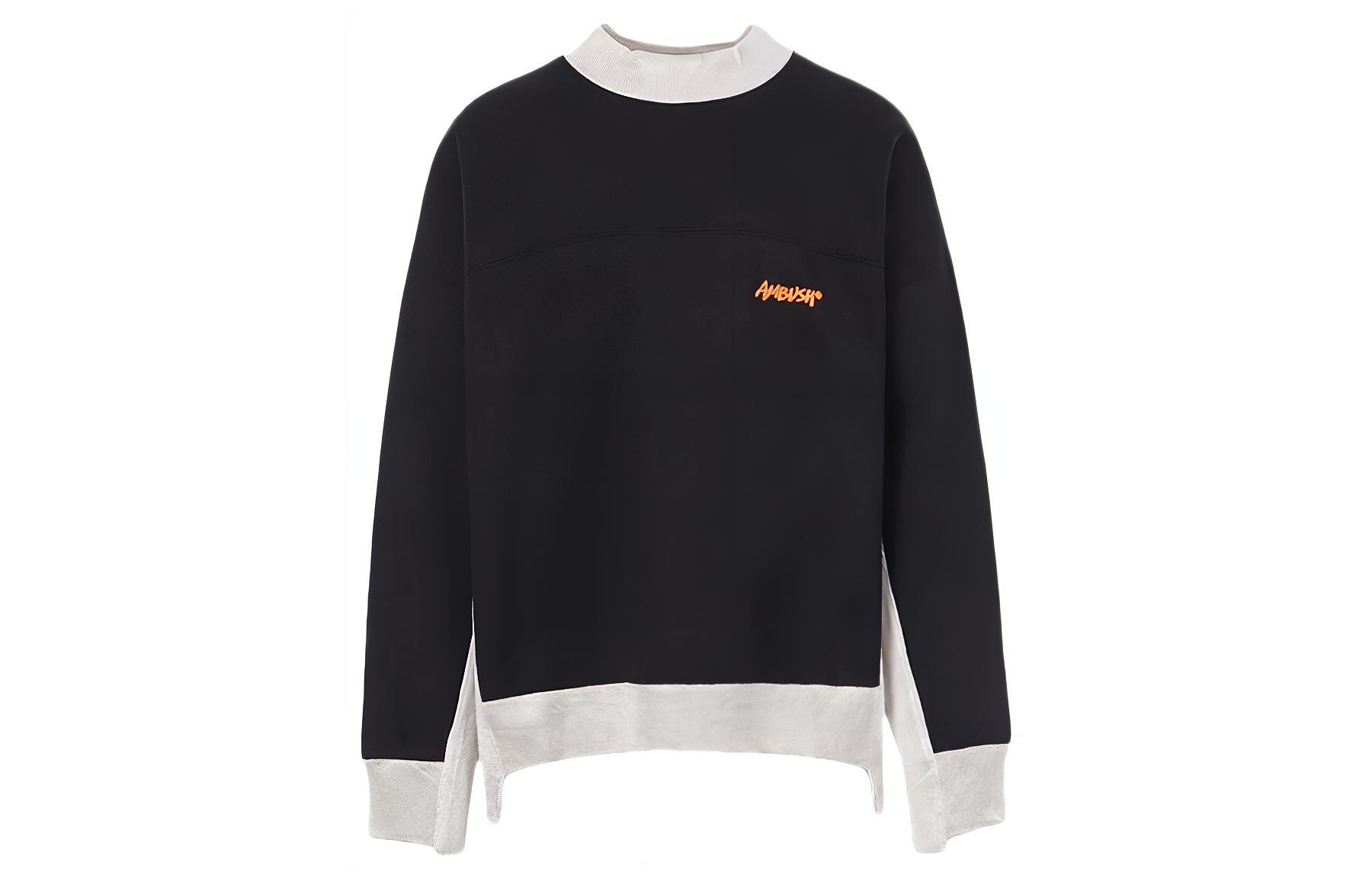 AMBUSH Black Crewneck Sweatshirt with Letter and Contrast Stitching BMBA002-F20FLE001-4662