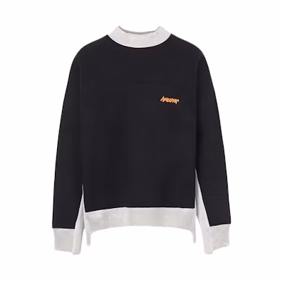 AMBUSH Black Crewneck Sweatshirt with Letter and Contrast Stitching BMBA002-F20FLE001-4662