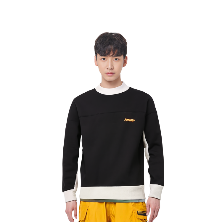 Purchase AMBUSH 黑色字母对比拼接圆领卫衣 BMBA002-F20FLE001-4662