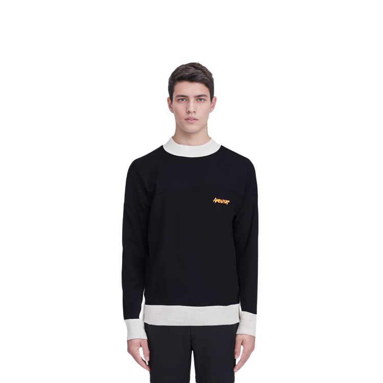 Cheap AMBUSH 黑色字母对比拼接圆领卫衣 BMBA002-F20FLE001-4662