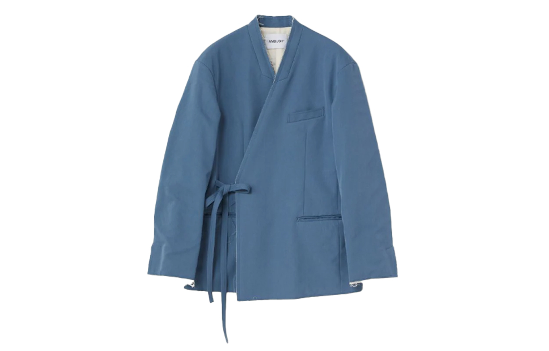 Ambush Blue Distressed Hem Blazer Jacket 15380219