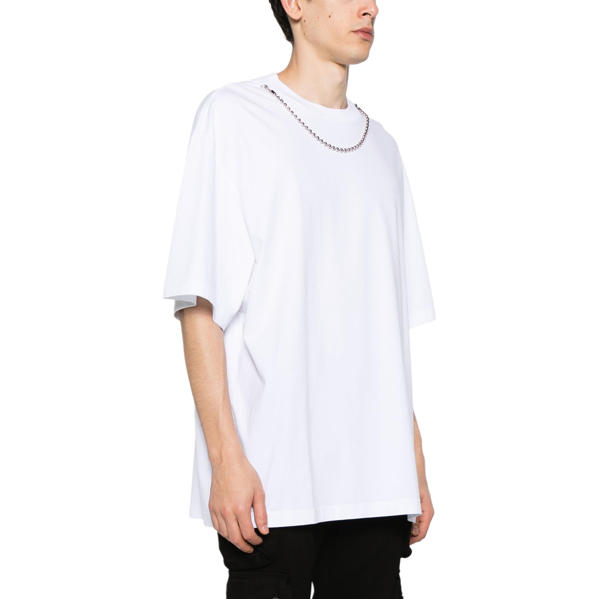 Purchase AMBUSH 链条细节刺绣标志白色短袖男士T恤 BMAA001S24JER0010101