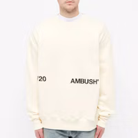 Shop AMBUSH 奶油色腰部Logo長袖圓領衫 12112067