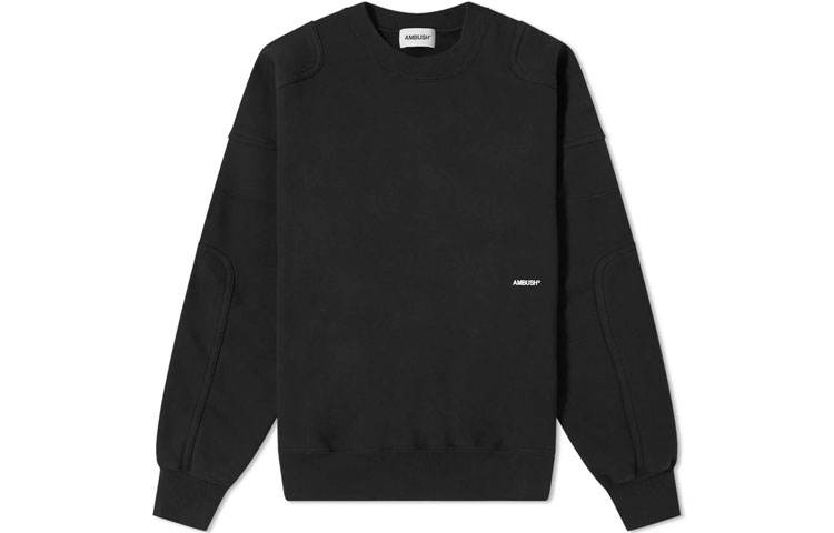 Ambush Embroidered Crewneck Pullover Sweatshirt Black Unisex 12112061BLCK