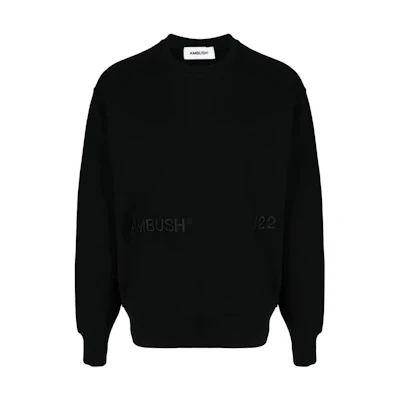AMBUSH Embroidered Logo Crewneck Pullover Sweatshirt Black Mens BMBA005S22FLE0011010
