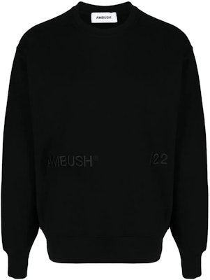 AMBUSH Logo Bordir Crewneck Pullover Sweatshirt Hitam Pria BMBA005S22FLE0011010 Order AMBUSH Logo Bordir Crewneck Pullover Sweatshirt Hitam Pria BMBA005S22FLE0011010