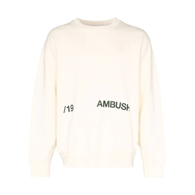 Ambush FW19 Crewneck Pullover Sweatshirt White Unisex Letter Design 12111841白