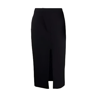 AMBUSH FW21 Black Front Slit Midi Skirt Solid Color BWCC005F21FAB0011000