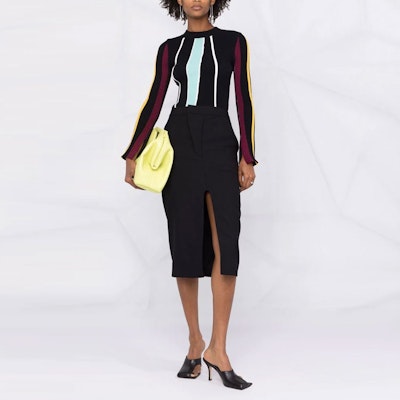 AMBUSH FW21 Skirt Midi Hitam Depan Belah Warna Solid BWCC005F21FAB0011000 Lookbook AMBUSH FW21 Skirt Midi Hitam Depan Belah Warna Solid BWCC005F21FAB0011000