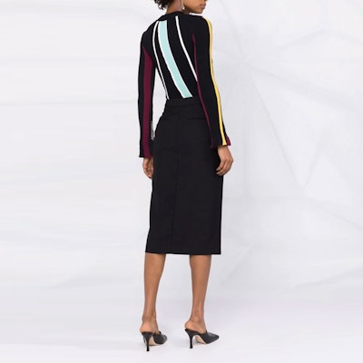 AMBUSH FW21 Skirt Midi Hitam Depan Belah Warna Solid BWCC005F21FAB0011000 Shop AMBUSH FW21 Skirt Midi Hitam Depan Belah Warna Solid BWCC005F21FAB0011000