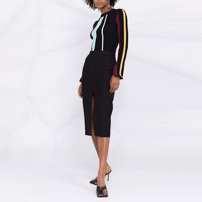 AMBUSH FW21 Skirt Midi Hitam Depan Belah Warna Solid BWCC005F21FAB0011000 Purchase AMBUSH FW21 Skirt Midi Hitam Depan Belah Warna Solid BWCC005F21FAB0011000