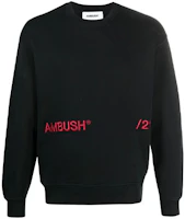 Ambush FW21 Black Logo Embroidered Crewneck Sweatshirt Relaxed Fit BWBA006S21FLE0011025 Ambush FW21 Black Logo Embroidered Crewneck Sweatshirt Relaxed Fit BWBA006S21FLE0011025