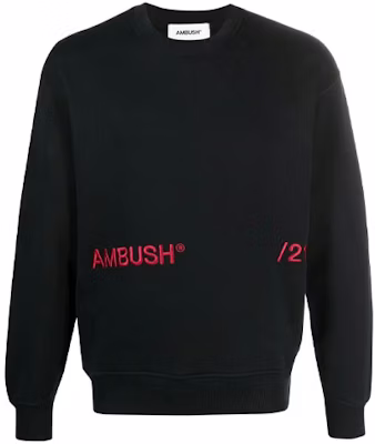 Ambush FW21 Black Logo Embroidered Crewneck Sweatshirt Relaxed Fit BWBA006S21FLE0011025 Buy Ambush FW21 Black Logo Embroidered Crewneck Sweatshirt Relaxed Fit BWBA006S21FLE0011025