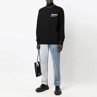 Ambush FW21 黑色字母標誌長袖衛衣 BMBA021F21FLE0011001 Shop Ambush FW21 黑色字母標誌長袖衛衣 BMBA021F21FLE0011001
