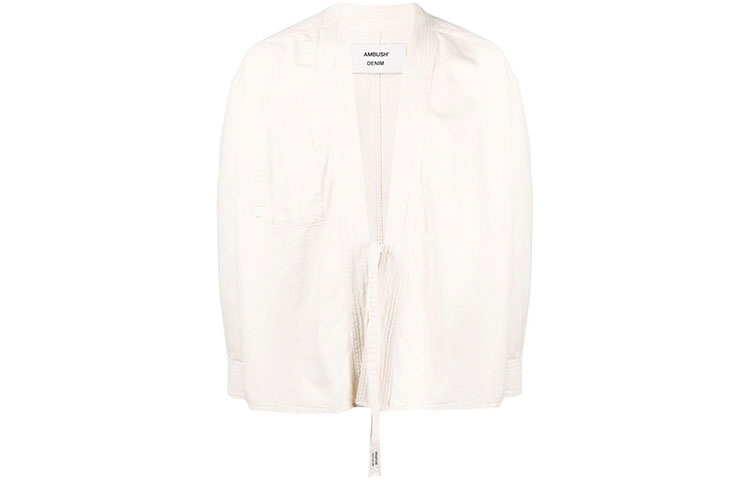 Ambush FW21 Crochet Strap Denim Jacket White BMYD002S21DEN0010400