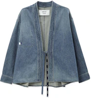 Ambush FW21 Denim Jacket Mid Blue with Strap Closure and Crochet Design BMYD002S21DEN0014500 Ambush FW21 Denim Jacket Mid Blue with Strap Closure and Crochet Design BMYD002S21DEN0014500